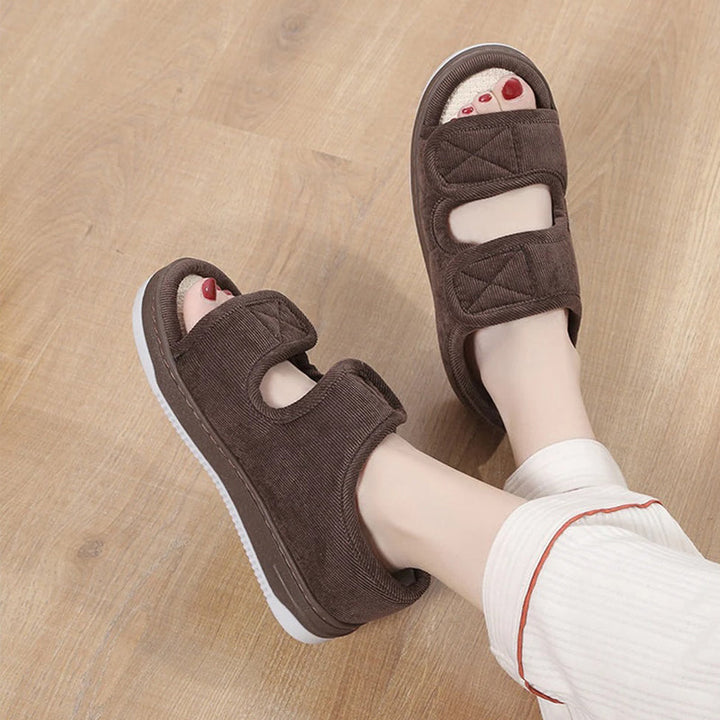 Adjustable therapeutic sandals for men & women with edema, providing gentle support & circulation.