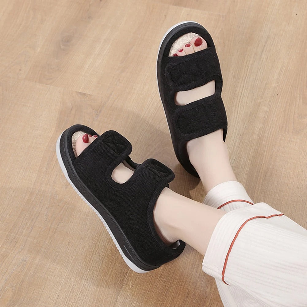 Soft, comfortable unisex sandals designed for sensitive feet, offering pain relief & support.