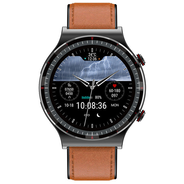 Side profile of EKG Smart Watch, showcasing sleek design. Bluetooth health & activity tracker.