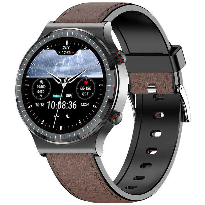 Back of EKG Smart Watch revealing advanced health sensors. Heart rate & SpO2 monitoring.