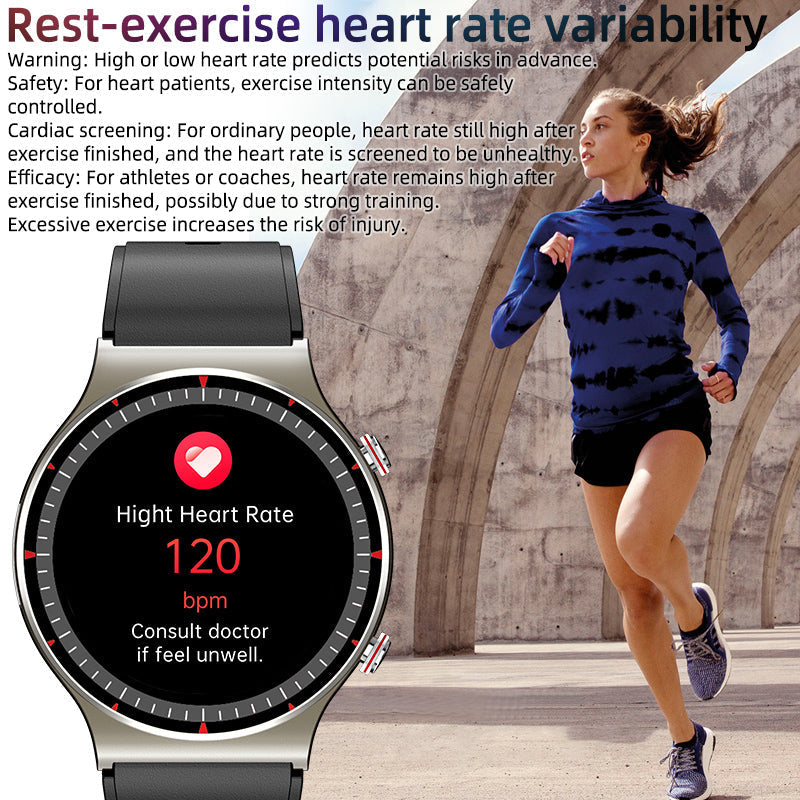 Rugged IP67 EKG Smart Watch designed for durability. Reliable fitness & health data tracker.