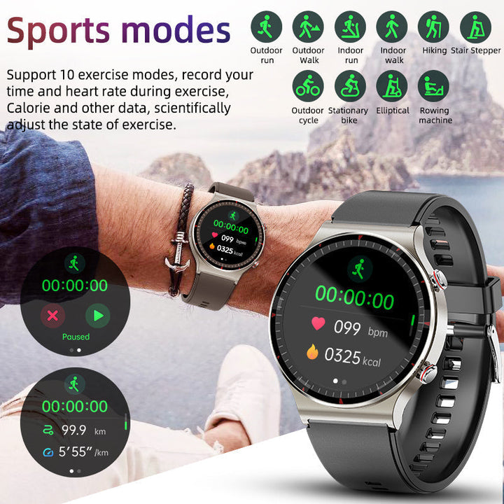 Fitness watch tracking sleep patterns. EKG smartwatch with sleep monitor for better health.