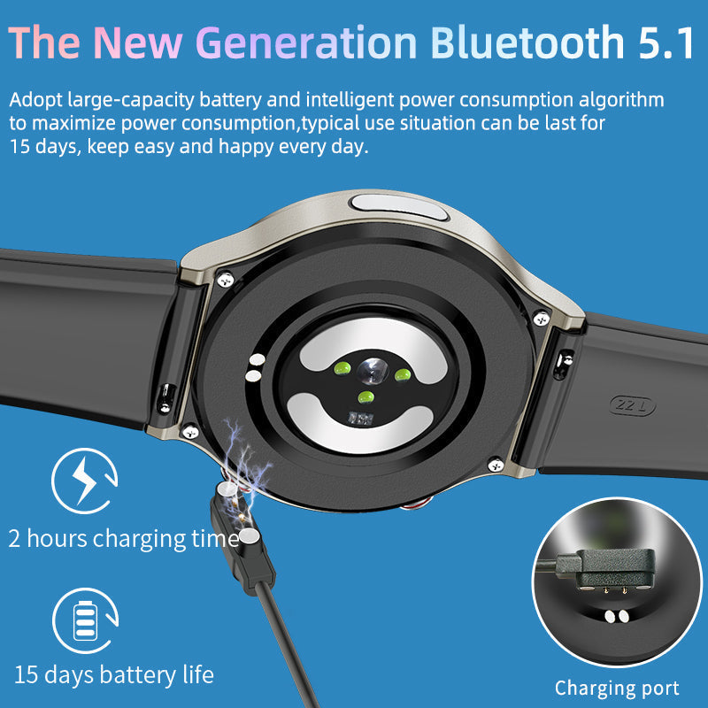 Activity tracker: EKG Smart Watch counting steps & calories. Wearable tech for fitness.