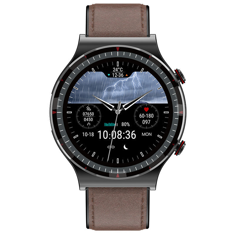 Stylish EKG Smart Watch on wrist for daily wear. Unisex health tracker & wearable tech.