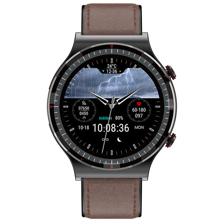 Stylish EKG Smart Watch on wrist for daily wear. Unisex health tracker & wearable tech.