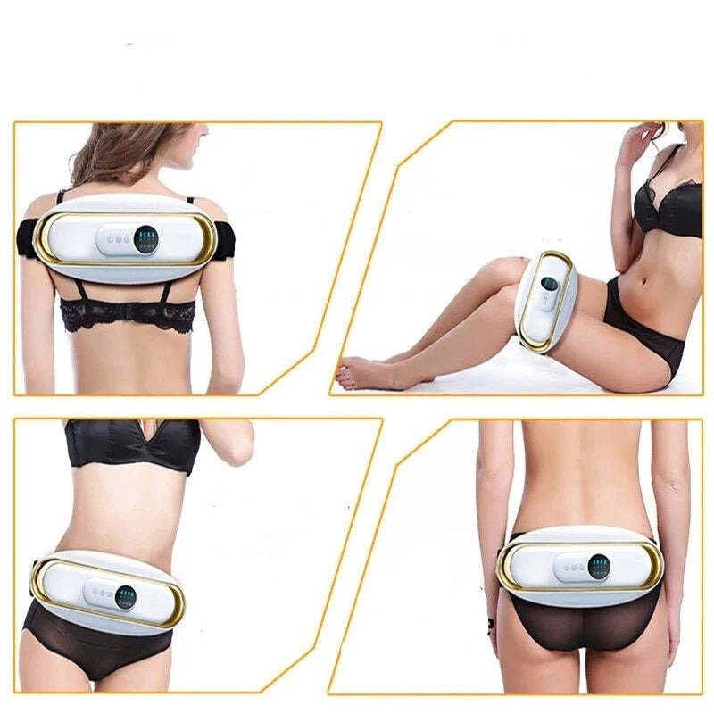 Wellness electric body massager belt providing soothing waist massage, promoting metabolism & relaxation.