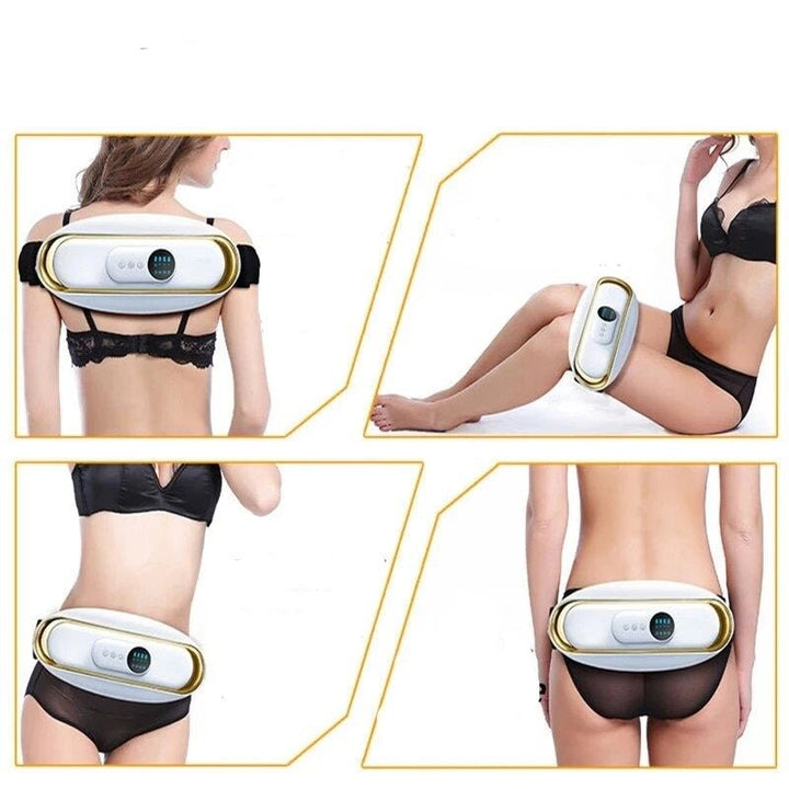 Wellness electric body massager belt providing soothing waist massage, promoting metabolism & relaxation.