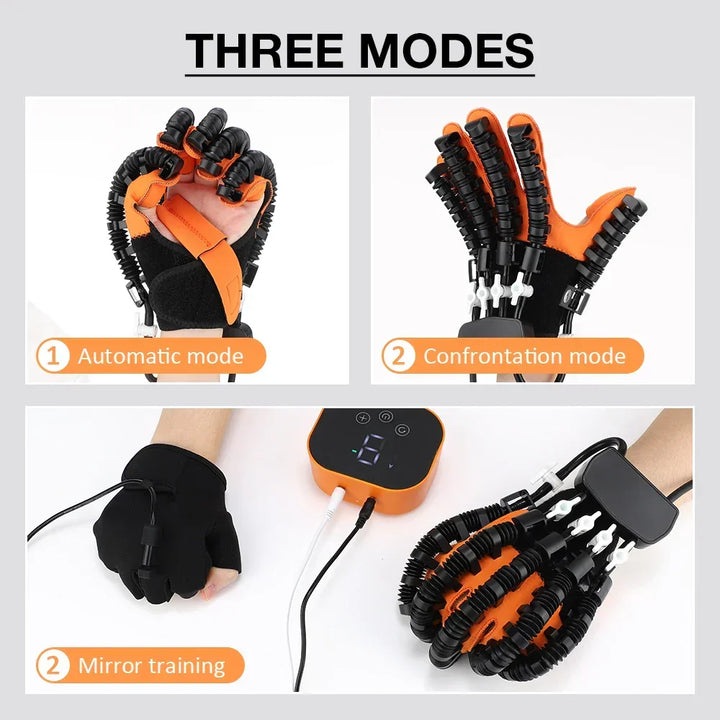 Unisex electric rehabilitation glove for comprehensive hand therapy & stroke recovery, aiding finger mobility.