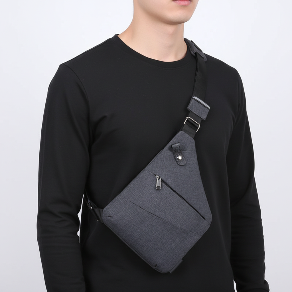 Crossbody anti-theft bag with secure zippers, ideal for travel and daily essentials.
