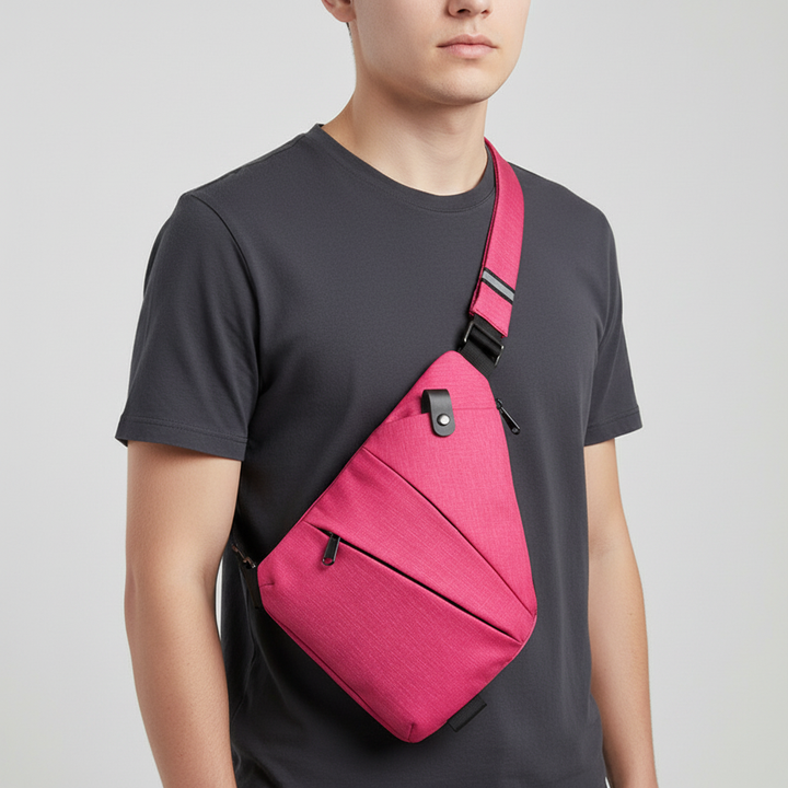 Unisex ergonomic shoulder bag, perfect for carrying valuables safely on the go.