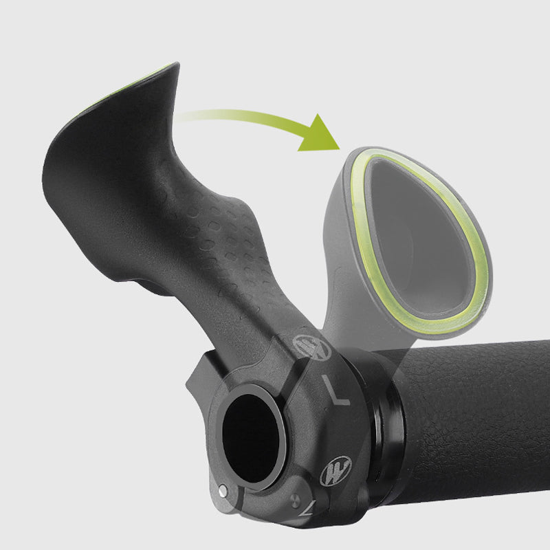 Unisex anti-slip ergonomic grips installed on a bike handlebar, improving overall cycling comfort.