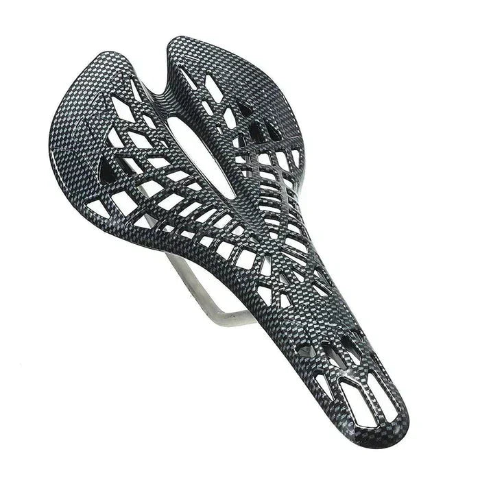 Unisex ergonomic bicycle seat for cyclists, ensuring comfort and support on road or mountain bikes.