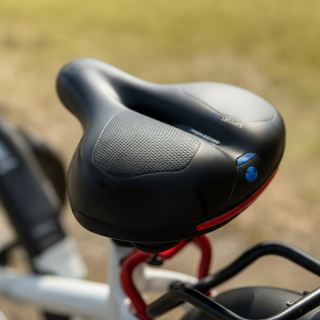 Unisex ergonomic bicycle seat with dual spring suspension for ultimate comfort on long bike rides & daily commutes.