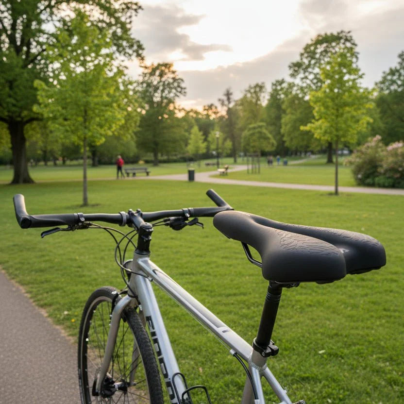 Plush memory foam bike saddle, an ergonomic bicycle seat designed for superior comfort on long rides.