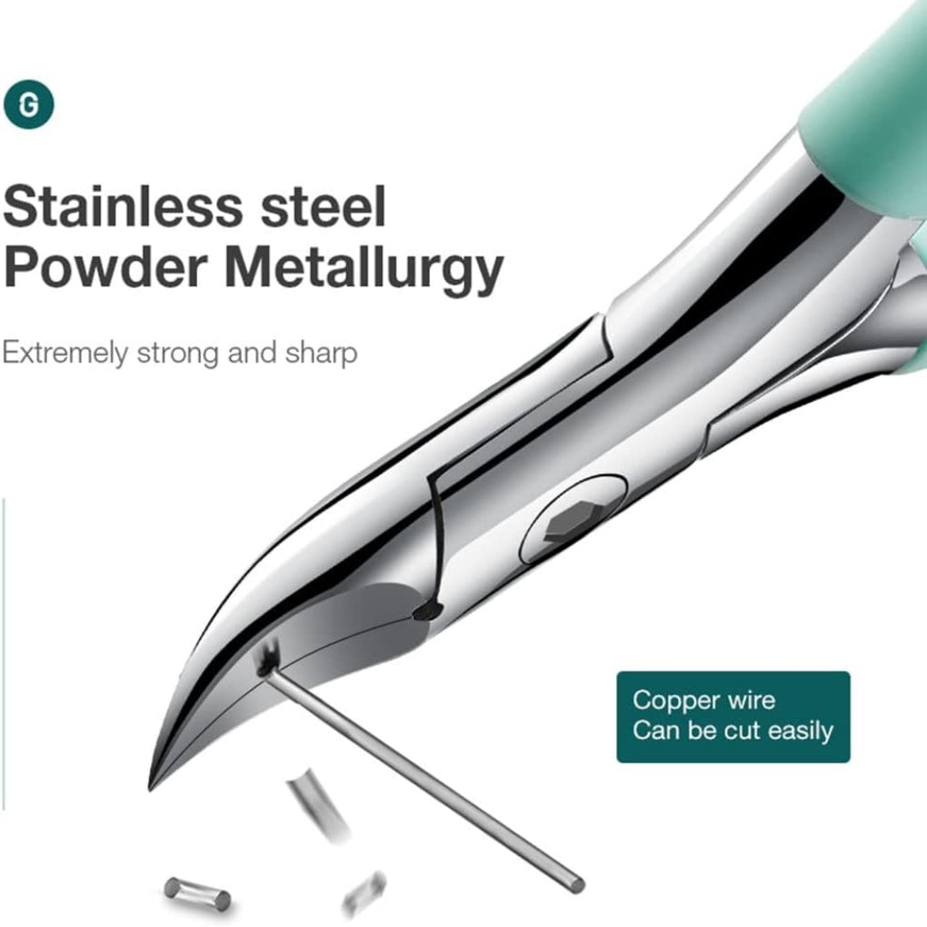 Unisex ergonomic toenail clipper for thick, ingrown nails. Stainless steel professional pedicure & nail grooming tool.