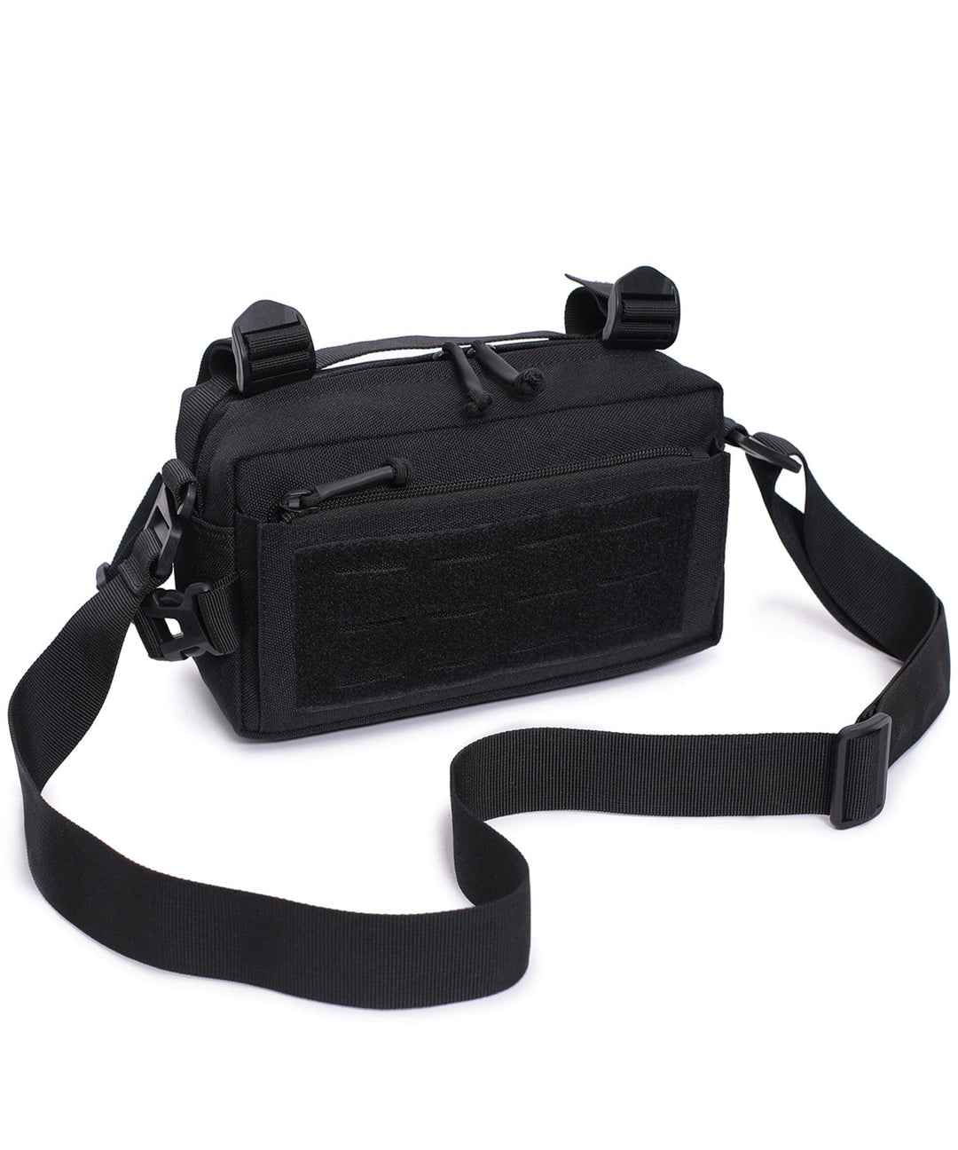 Unisex Everyday Carry Sling Bag, black oxford cloth, worn crossbody for daily essentials