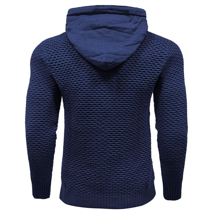 Model demonstrating the cozy fit of a unisex fleece pullover hoodie, comfort apparel