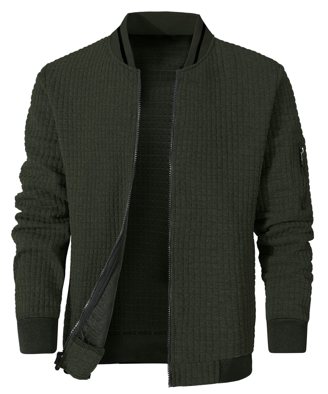 Side profile of the Unisex Everyday Jacket, highlighting its lightweight warmth and comfortable fit.