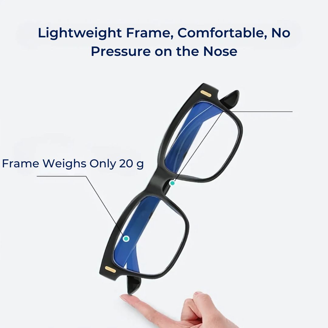 Blue light blocking computer glasses with UV protection for eye strain relief & better sleep.