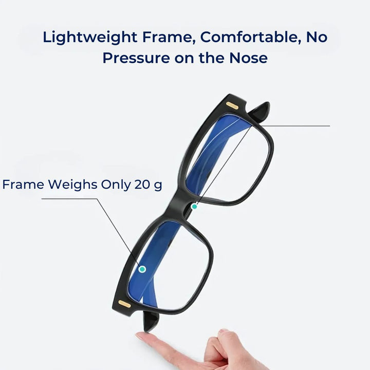 Blue light blocking computer glasses with UV protection for eye strain relief & better sleep.
