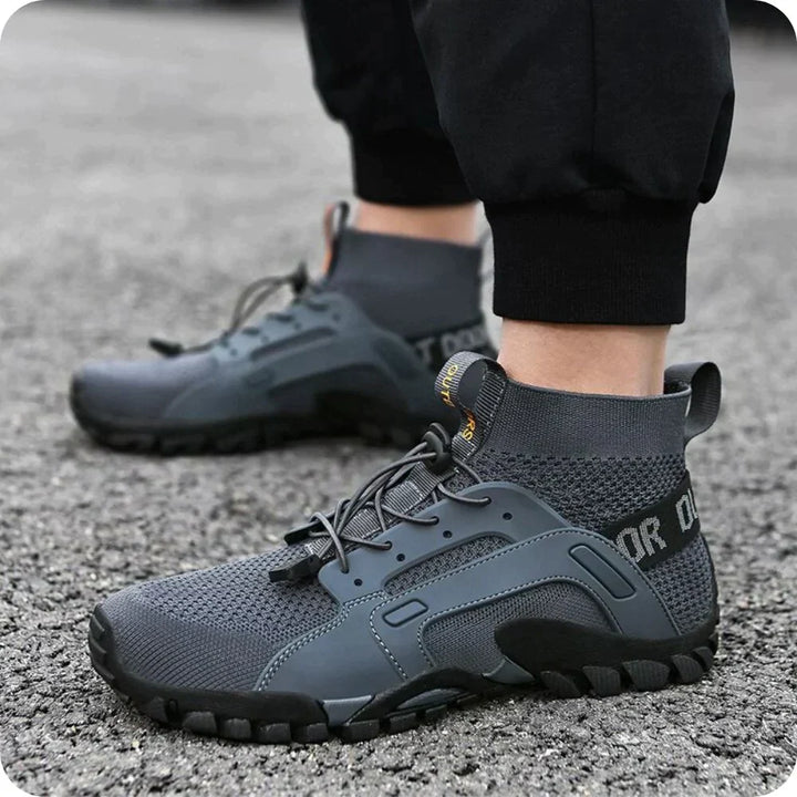 Side view of flexible, lightweight unisex barefoot shoes for natural walking and comfort.