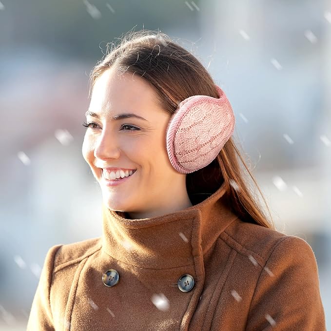 BundleMuffs 4-pack of unisex foldable knitted ear warmers, packaged for winter warmth & cold weather protection. Essential accessory.