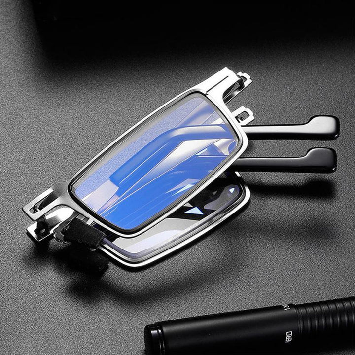 Compact foldable blue light reading glasses for men & women. Ideal travel-friendly eyewear for digital device use.