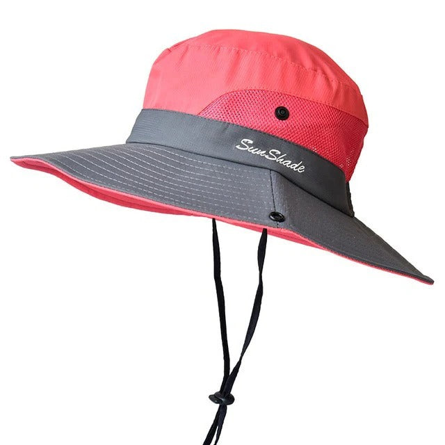 Adjustable UV protection sun hat, ideal lightweight outdoor gear for sun safety & travel.