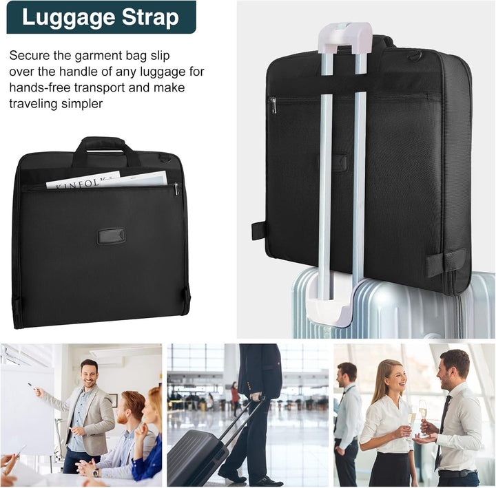 Durable waterproof carry-on travel garment bag, easily foldable for compact storage. Ideal suit organizer for business trips.