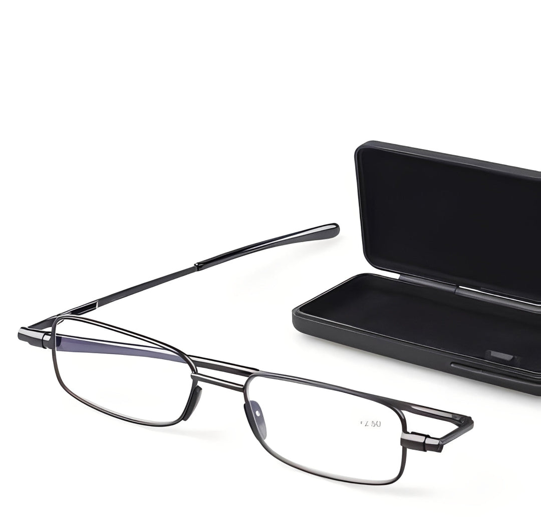 Unisex folding reading glasses, compact & portable design, perfect for travel & on-the-go vision aid.