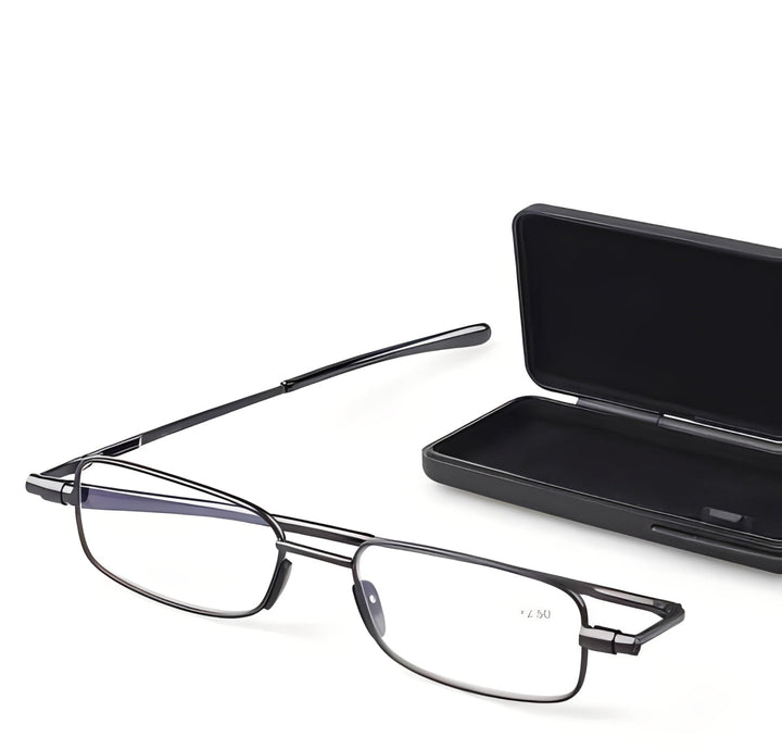 Unisex folding reading glasses, compact & portable design, perfect for travel & on-the-go vision aid.