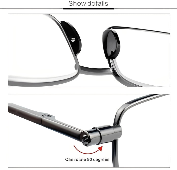 Portable unisex folding reading glasses, sleek design for easy storage. Ideal travel eyewear for clear vision.