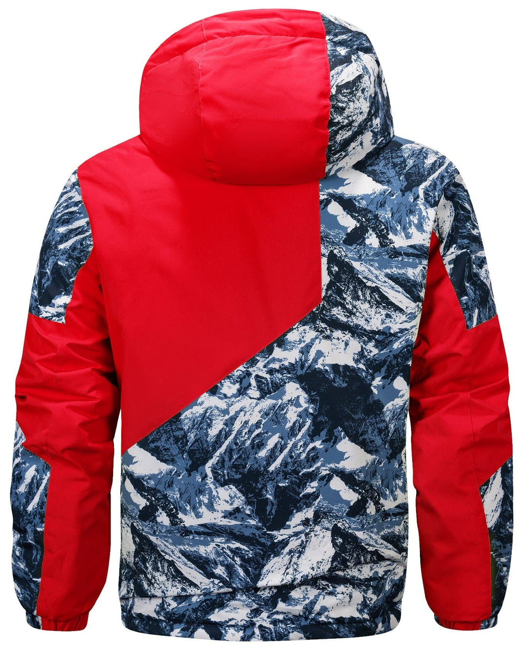 Label detail inside the Glacier Print Insulated Jacket, confirming its unisex design and insulation properties.