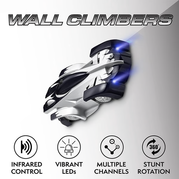 Sleek design remote control wall climbing car, a fun gravity-defying toy and ideal gift for kids.