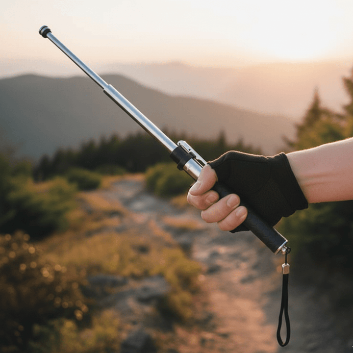 Unisex Guardian Trek Stick, a durable hiking pole & personal security device for outdoor adventures.
