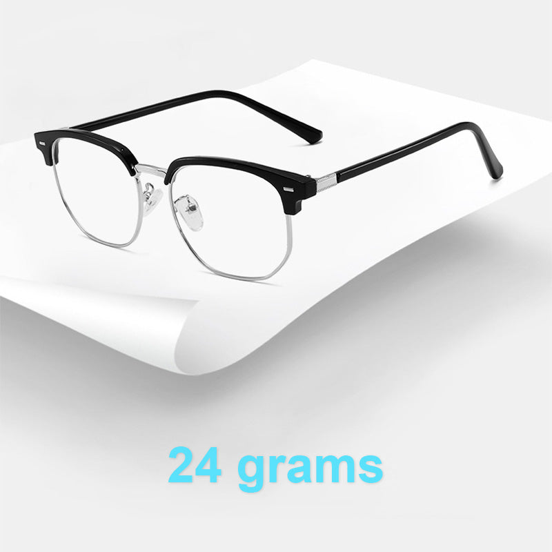 Comfortable unisex half-rim eyewear designed to block harmful blue light.