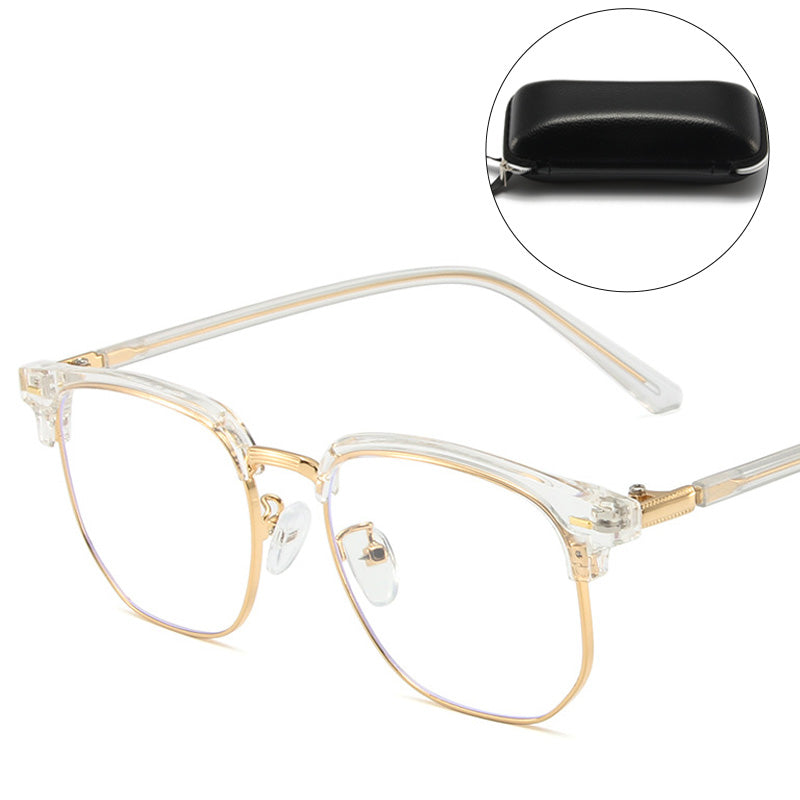 Modern half-rim computer glasses, essential for reducing digital eye fatigue.