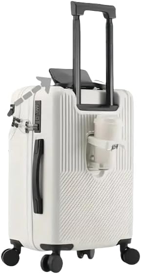 Unisex Hardshell Carry-On Luggage: This compact travel bag features a cup holder & USB port.