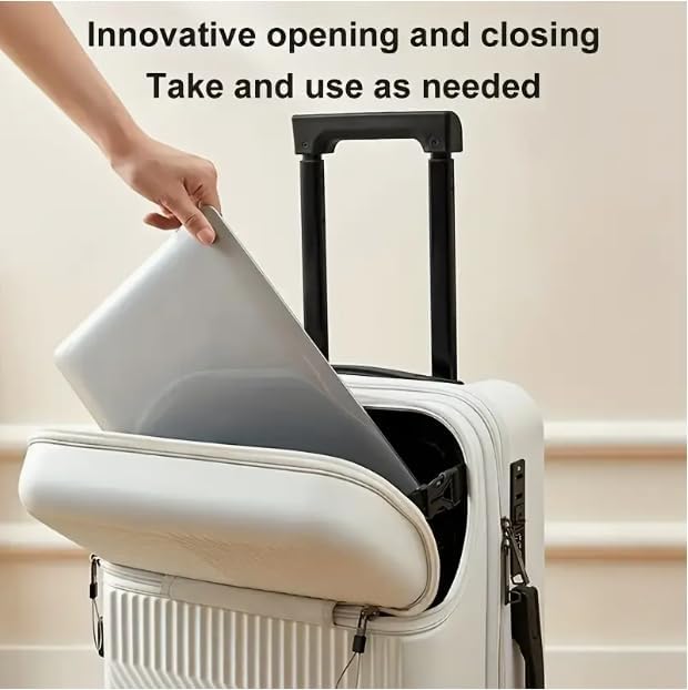 Modern Travel Carry-On: Hardshell luggage with integrated USB charging port for journey power.