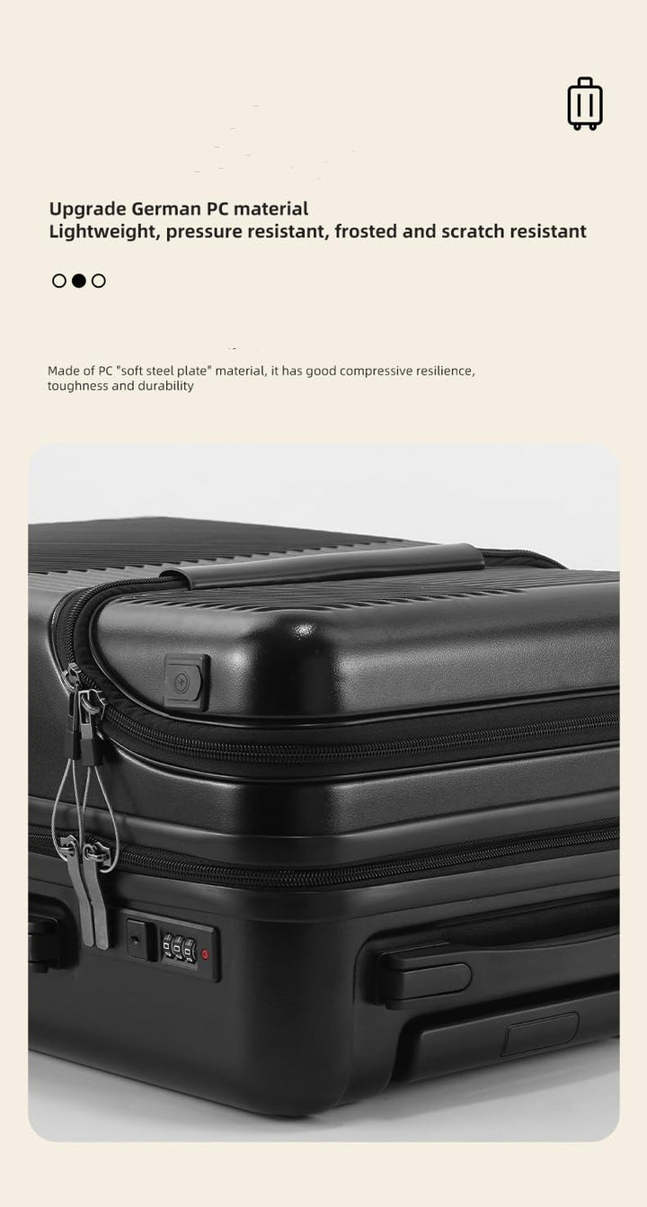 Connected Carry-On Luggage: Hardshell with USB port and cup holder, perfect for modern unisex travelers.