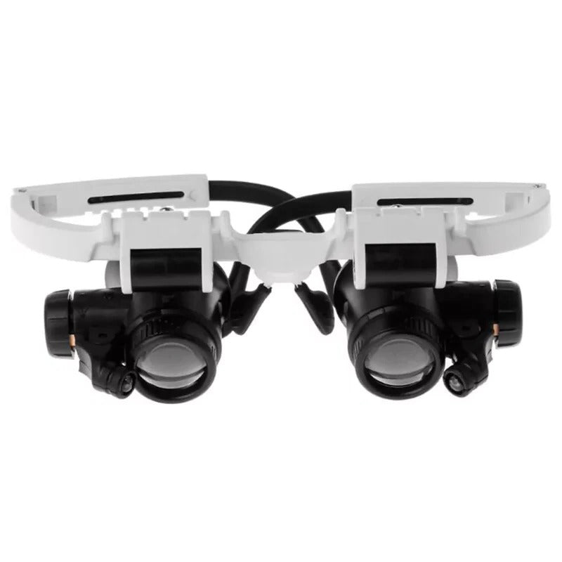 TavvitaImp009 headband magnifying glasses, multiple optics (8x, 15x, 23x) & bright LED illumination.