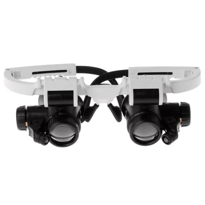 TavvitaImp009 headband magnifying glasses, multiple optics (8x, 15x, 23x) & bright LED illumination.