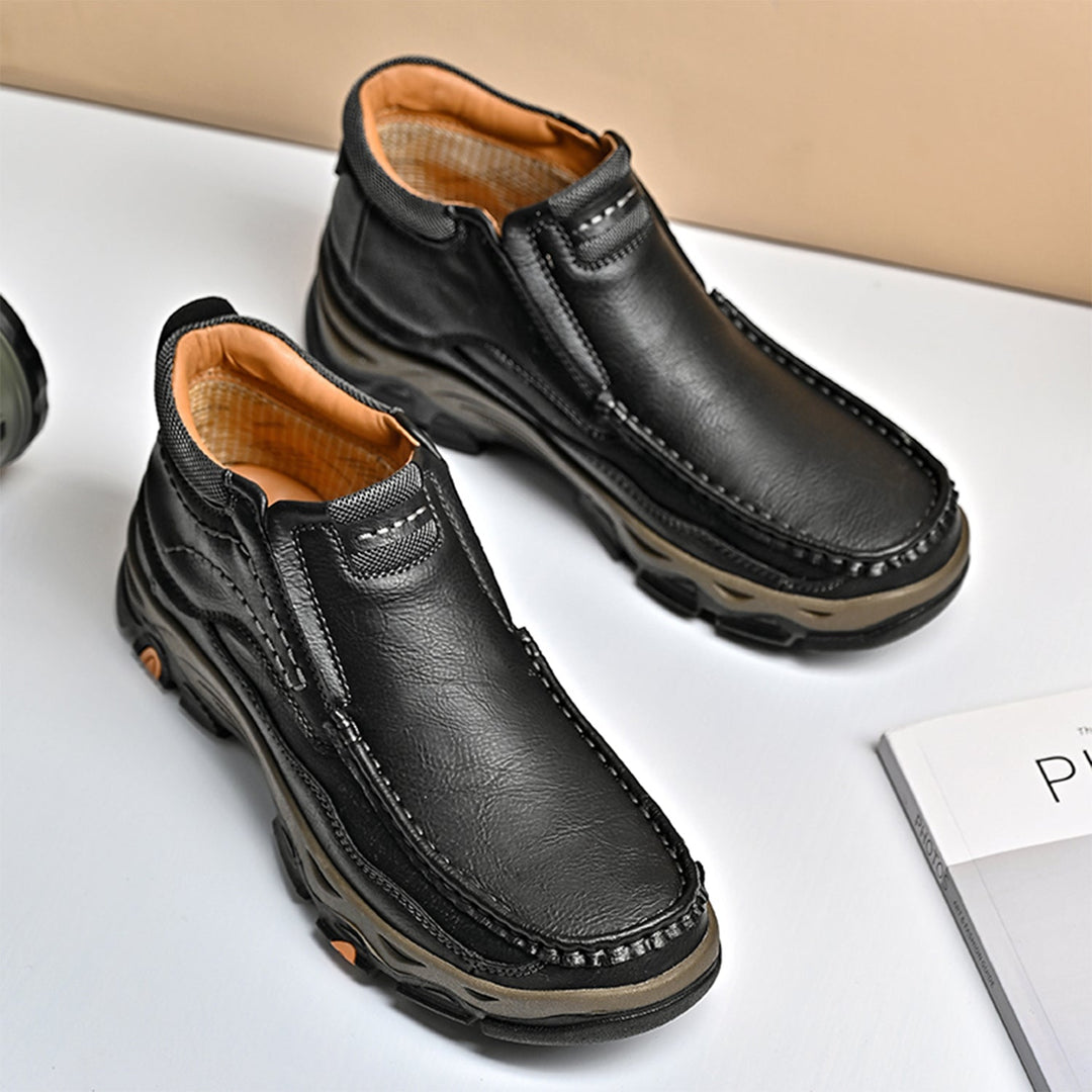 Black high top orthopedic comfort shoes, perfect for everyday use