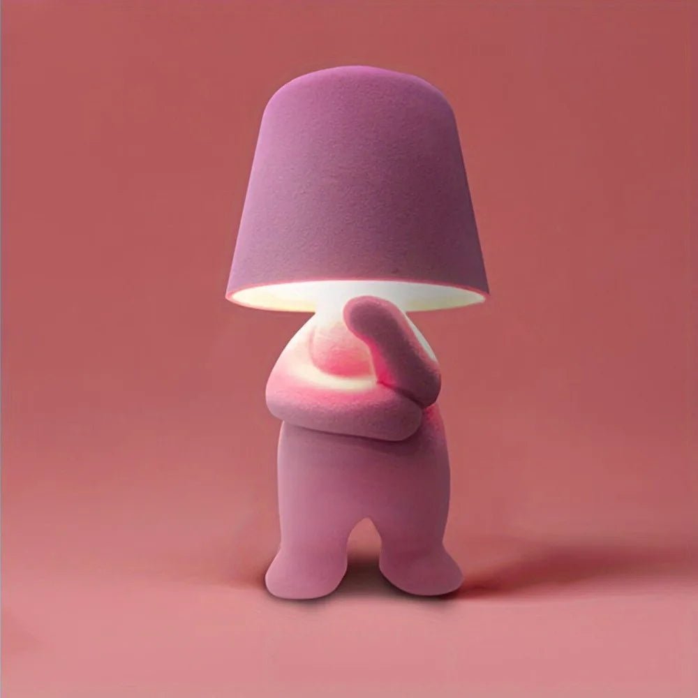 Sculptural human shape LED lamp, a unique artistic light fixture enhancing creative room aesthetics.
