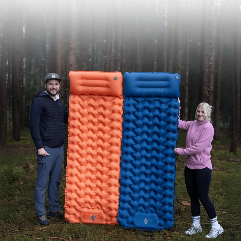 Lightweight camping sleeping pad; ergonomic design ensures comfortable outdoor rest.