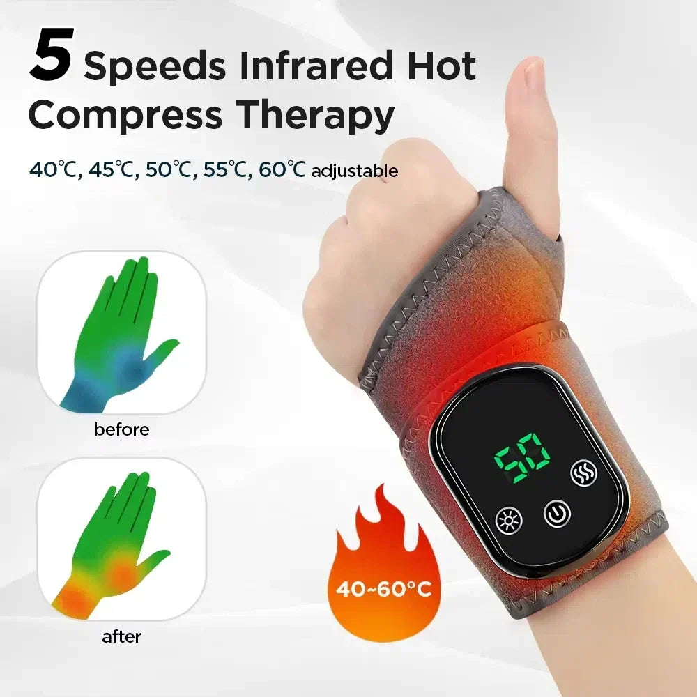 Infrared wellness massager with hot compress for soothing muscle pain & comfort.