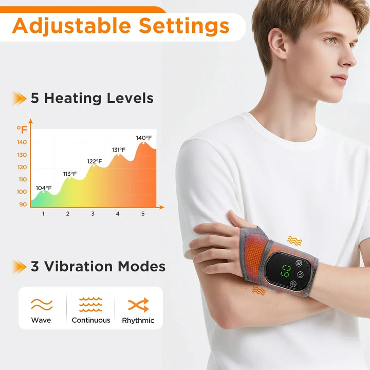 Unisex infrared, hot compress, vibration massager for ultimate pain relief.