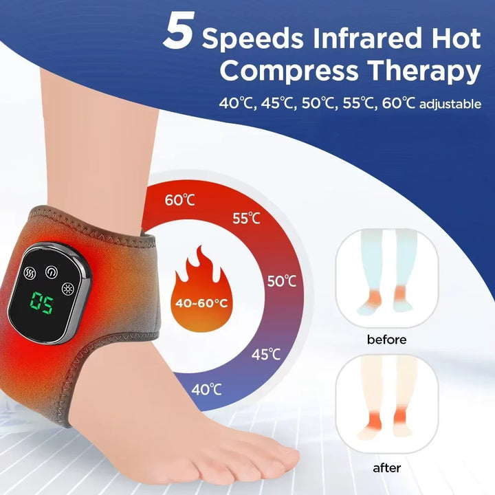 Unisex wrist support massager with hot compress & infrared for joint pain relief.