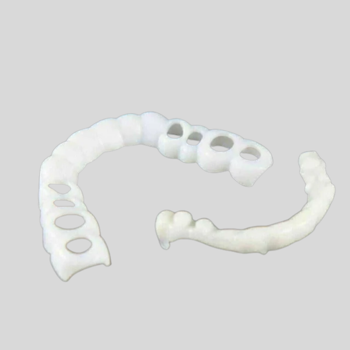 Unisex snap-on teeth cover veneers, a non-invasive dental solution for instant cosmetic smile and teeth enhancement.