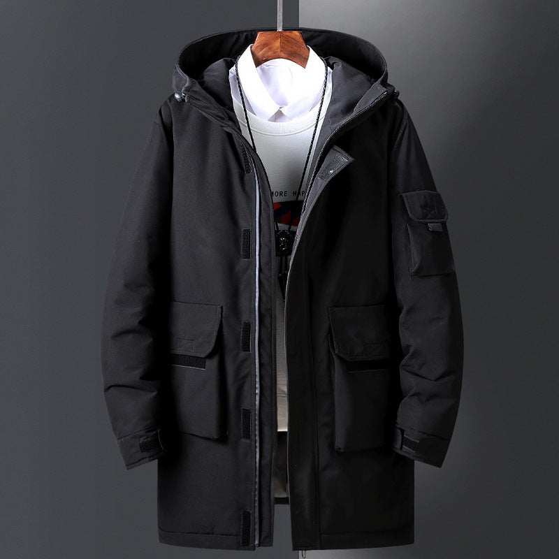 Unisex insulated winter parka jacket, weather-resistant, perfect for cold weather and outdoor adventures.
